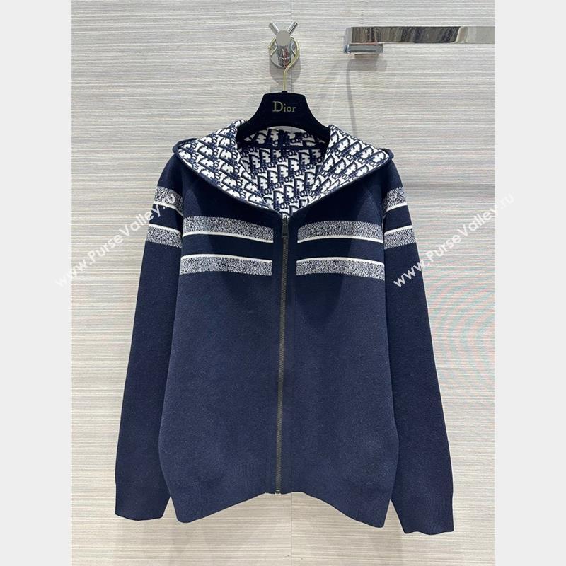 Dior Cashmere Knit Zipped Jacket D9516 Blue 2023 (Q-239516)