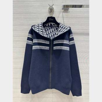 Dior Cashmere Knit Zipped Jacket D9516 Blue 2023 (Q-239516)