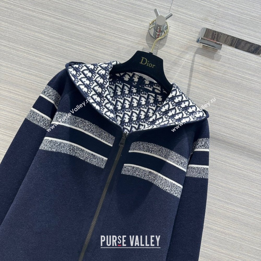 Dior Cashmere Knit Zipped Jacket D9516 Blue 2023 (Q-239516)