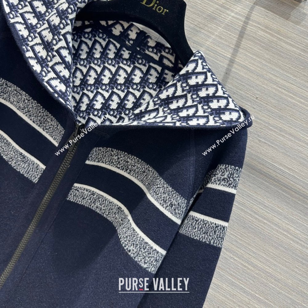 Dior Cashmere Knit Zipped Jacket D9516 Blue 2023 (Q-239516)