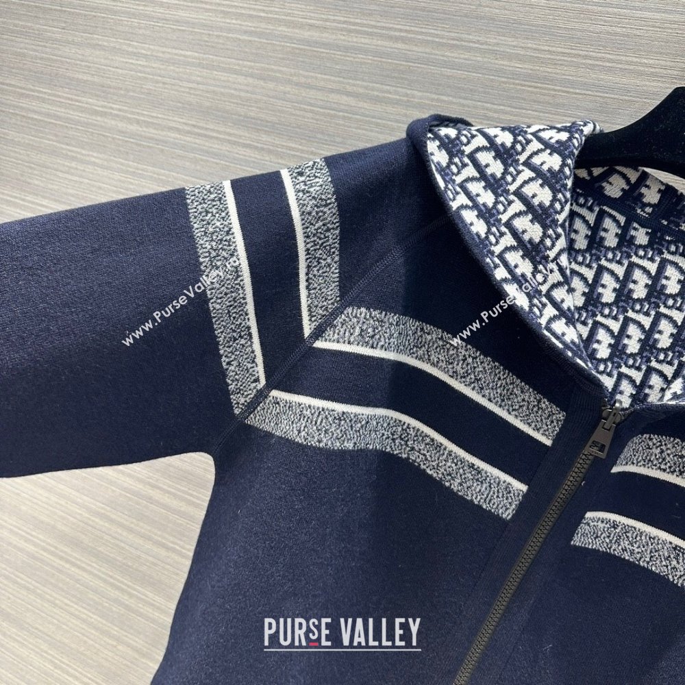 Dior Cashmere Knit Zipped Jacket D9516 Blue 2023 (Q-239516)