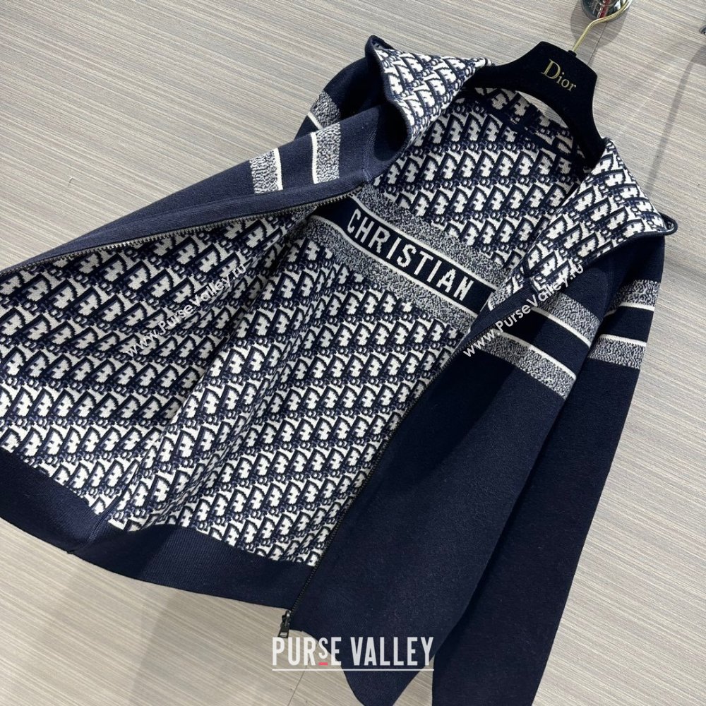 Dior Cashmere Knit Zipped Jacket D9516 Blue 2023 (Q-239516)
