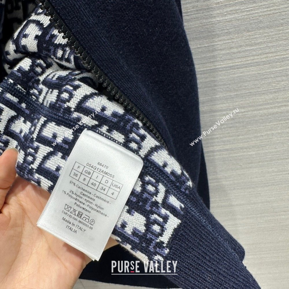 Dior Cashmere Knit Zipped Jacket D9516 Blue 2023 (Q-239516)