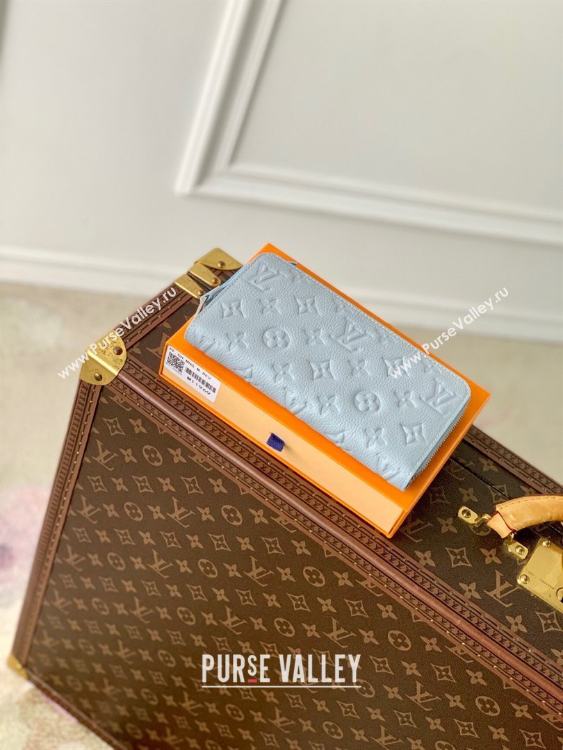 Louis Vuitton Zippy Wallet Wallet bag in Monogram Empreinte Leather M11969 Blue Washed 2024 (K-24081003)