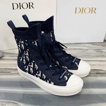 Dior WalknDior Boot Sneakers in Navy Blue Oblique Knit 2020 (DLY-20121811)