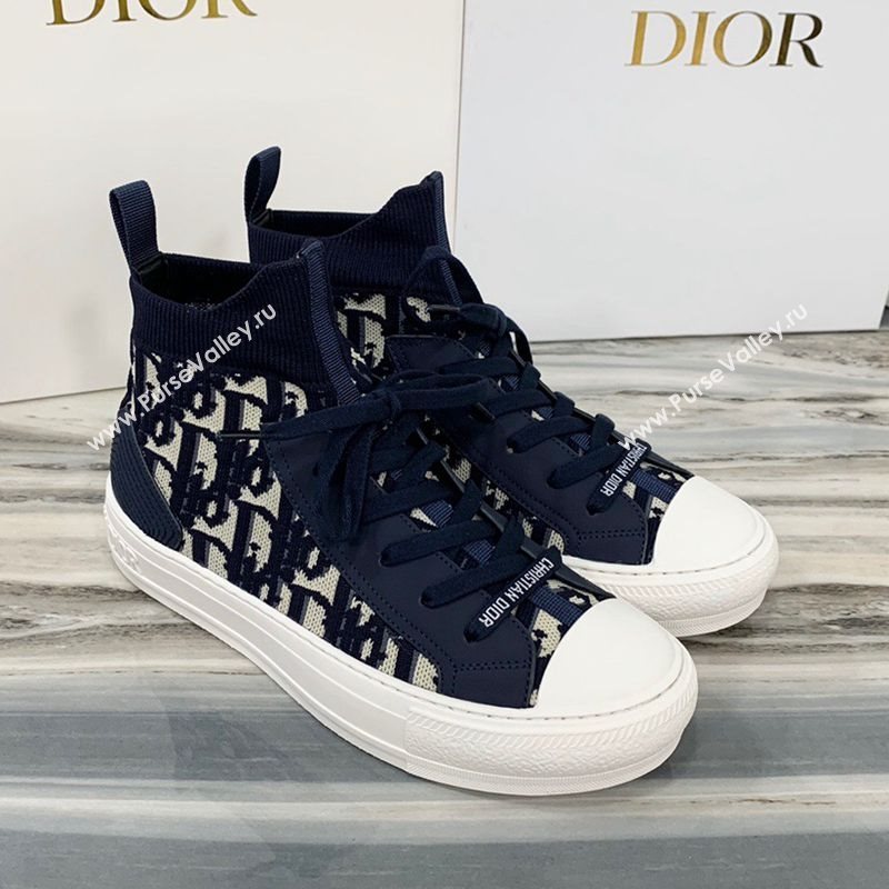 Dior WalknDior High Top Sneakers in Navy Blue Oblique Knit 2020 (DLY-20121810)