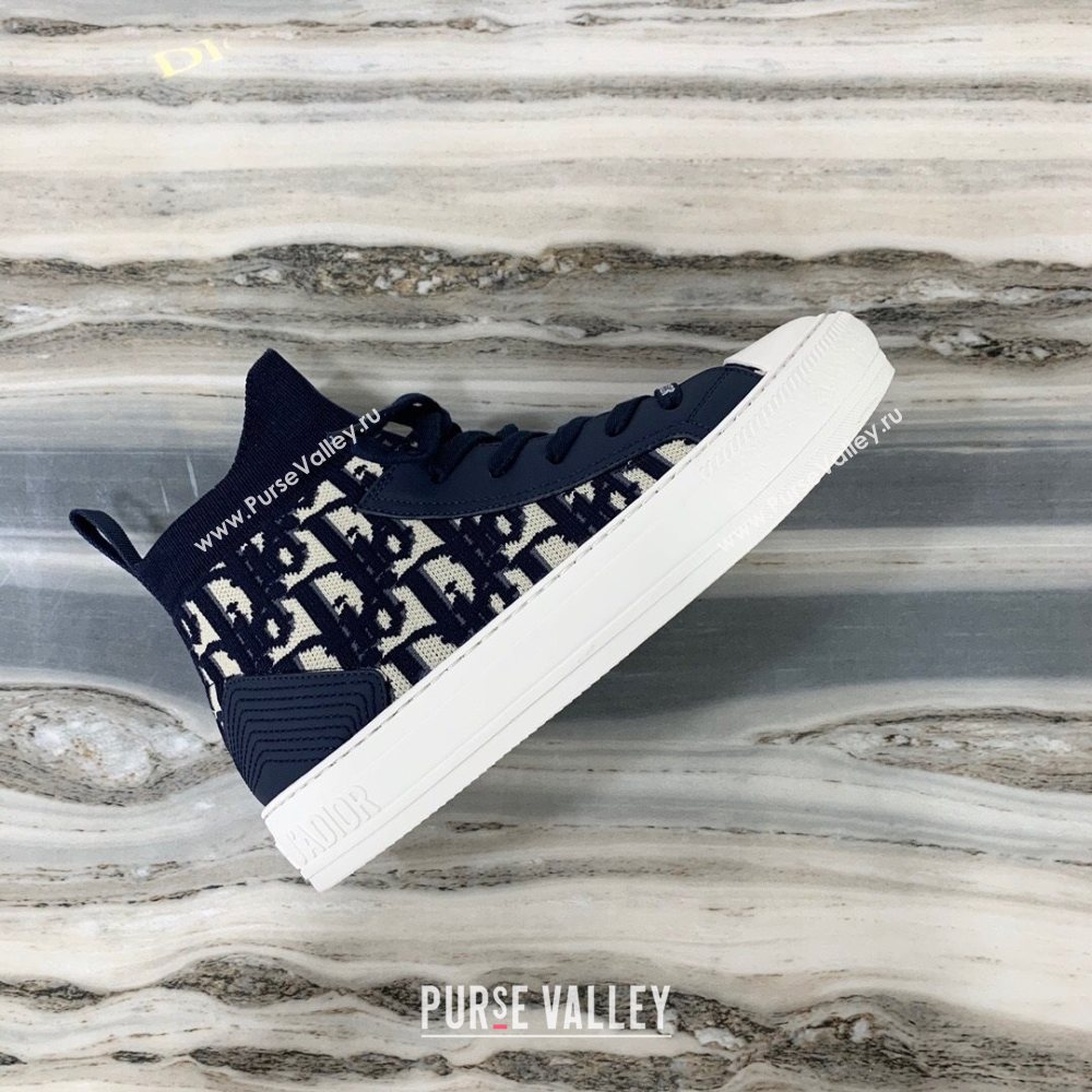 Dior WalknDior High Top Sneakers in Navy Blue Oblique Knit 2020 (DLY-20121810)