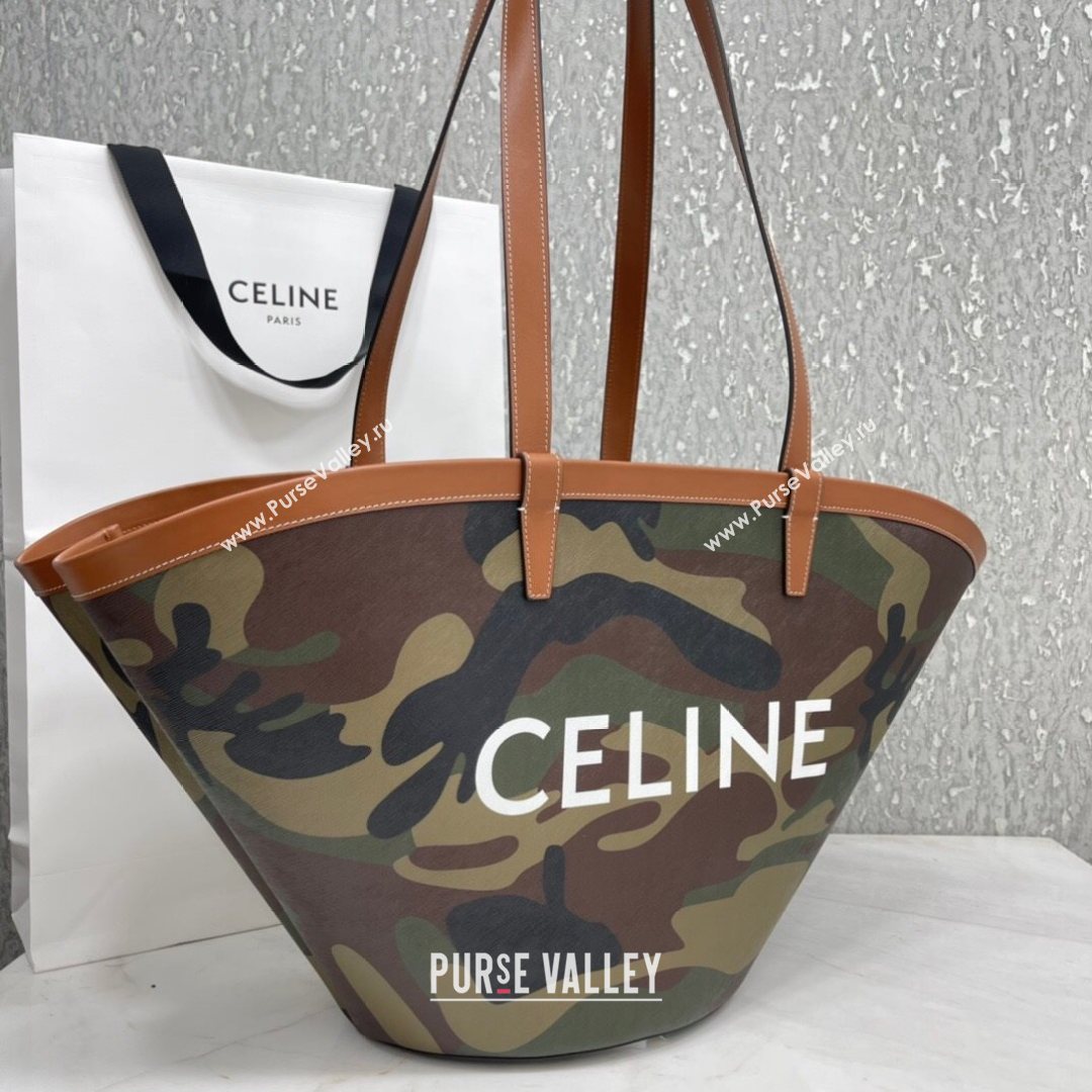 Celine Medium Couffin Shopping Bag in Camouflage Print Canvas Khaki 2021 (BL-21072655)