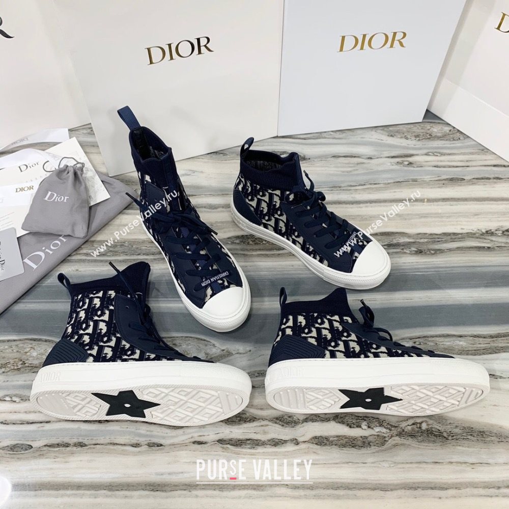 Dior WalknDior Boot Sneakers in Navy Blue Oblique Knit 2020 (DLY-20121811)