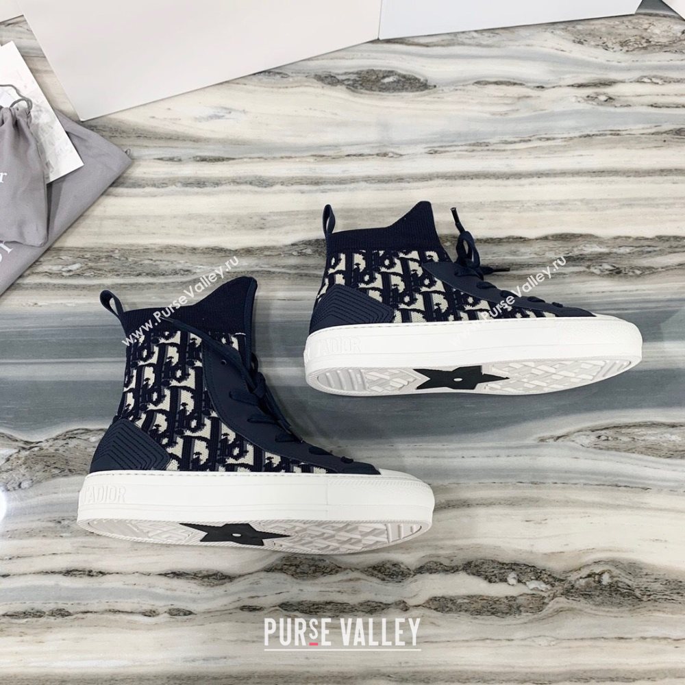 Dior WalknDior High Top Sneakers in Navy Blue Oblique Knit 2020 (DLY-20121810)