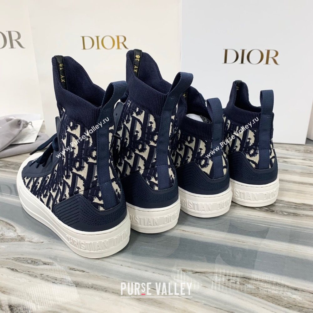 Dior WalknDior High Top Sneakers in Navy Blue Oblique Knit 2020 (DLY-20121810)