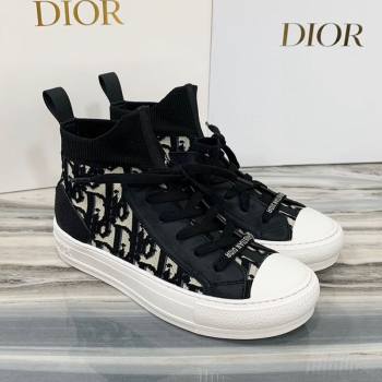 Dior WalknDior High Top Sneakers in Black Oblique Knit 2020 (DLY-20121808)
