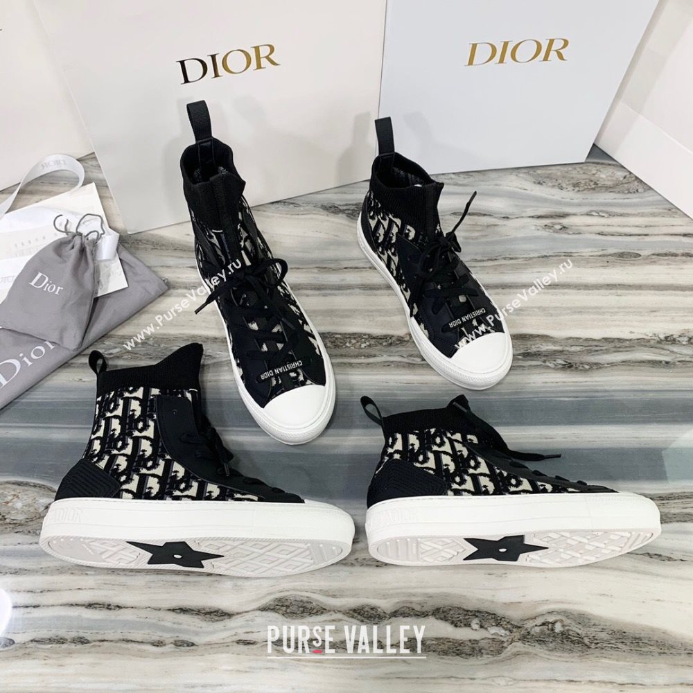 Dior WalknDior High Top Sneakers in Black Oblique Knit 2020 (DLY-20121808)