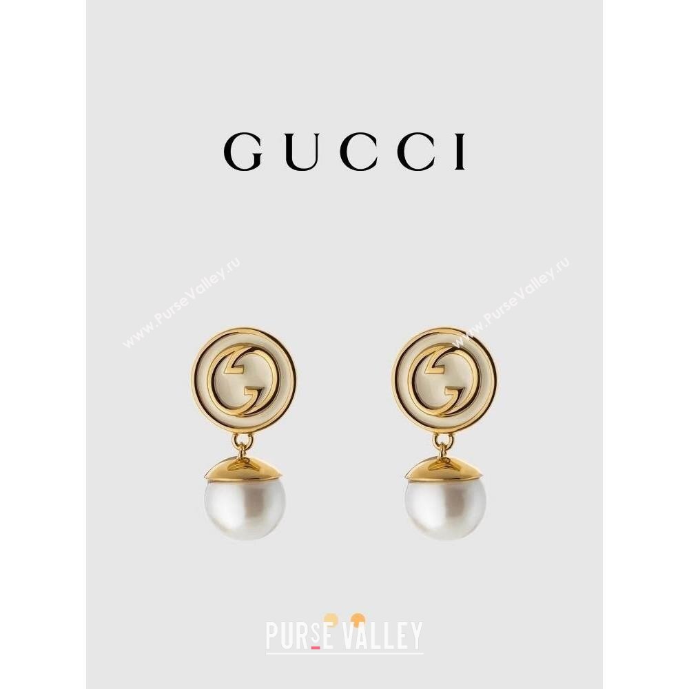 Gucci GG Pearl Earrings G62722 White 2024 (YF-24062722)