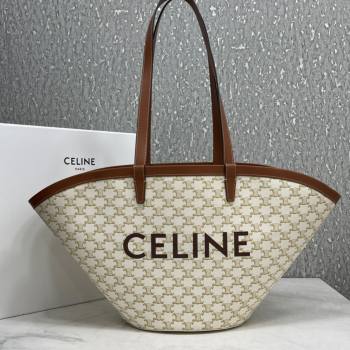 Celine Medium Couffin Shopping Bag in White Triomphe Canvas 2021 (BL-21072653)