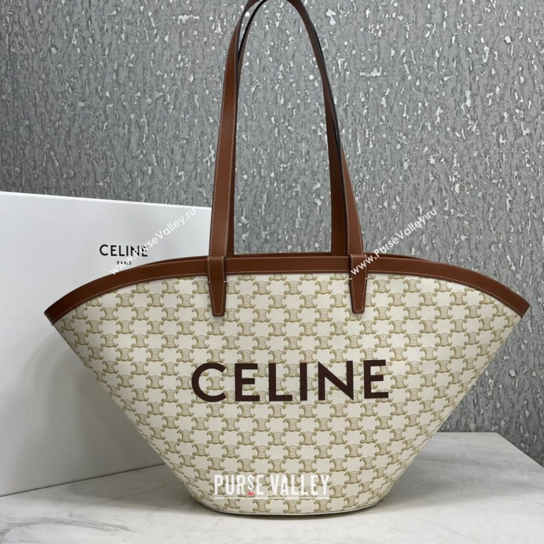 Celine Medium Couffin Shopping Bag in White Triomphe Canvas 2021 (BL-21072653)