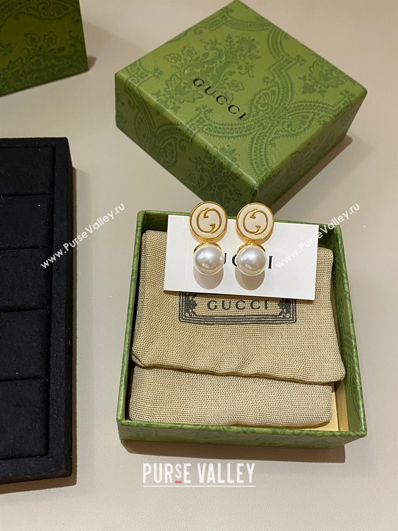 Gucci GG Pearl Earrings G62722 White 2024 (YF-24062722)