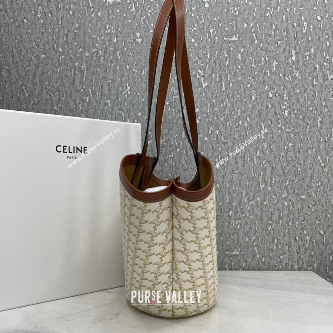 Celine Medium Couffin Shopping Bag in White Triomphe Canvas 2021 (BL-21072653)