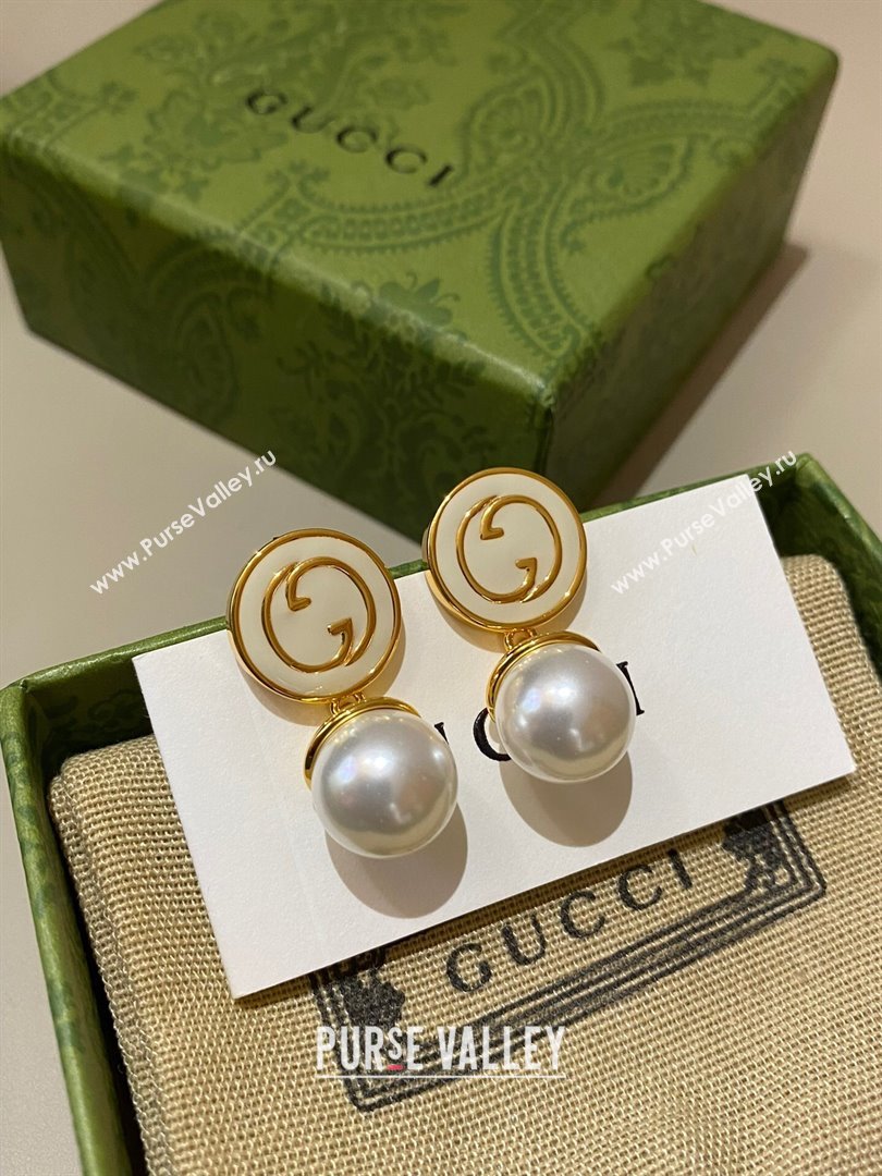 Gucci GG Pearl Earrings G62722 White 2024 (YF-24062722)