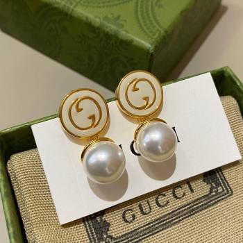 Gucci GG Pearl Earrings G62722 White 2024 (YF-24062722)