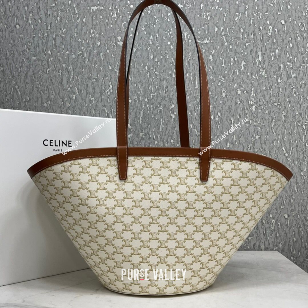 Celine Medium Couffin Shopping Bag in White Triomphe Canvas 2021 (BL-21072653)