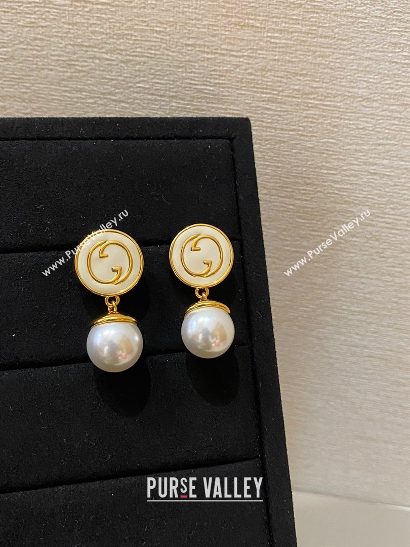 Gucci GG Pearl Earrings G62722 White 2024 (YF-24062722)