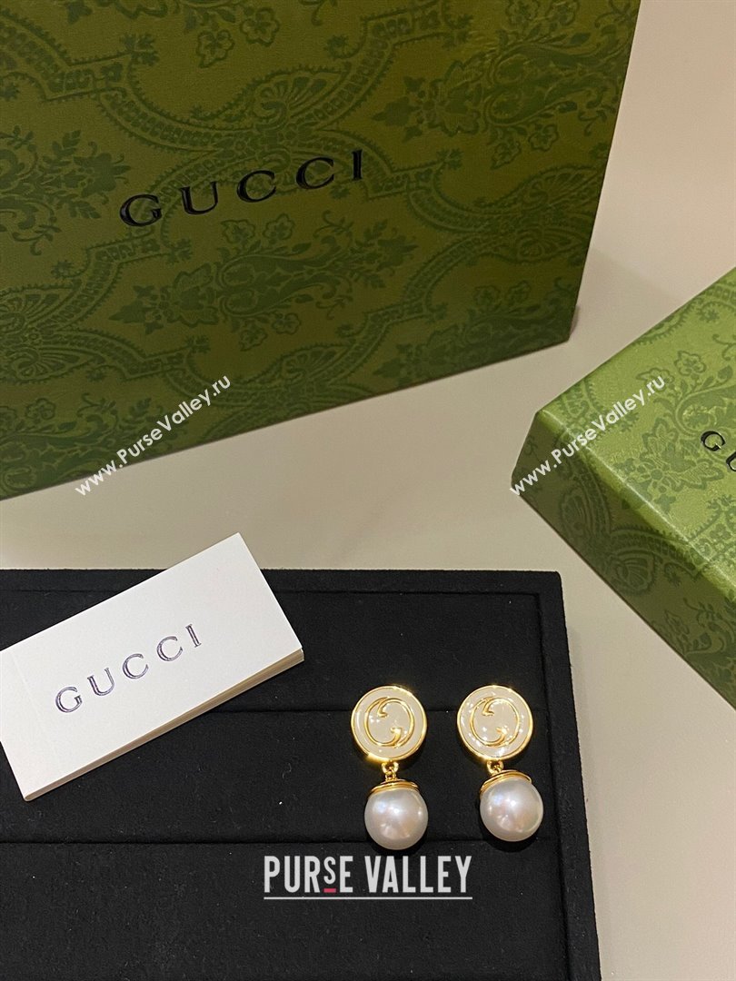 Gucci GG Pearl Earrings G62722 White 2024 (YF-24062722)