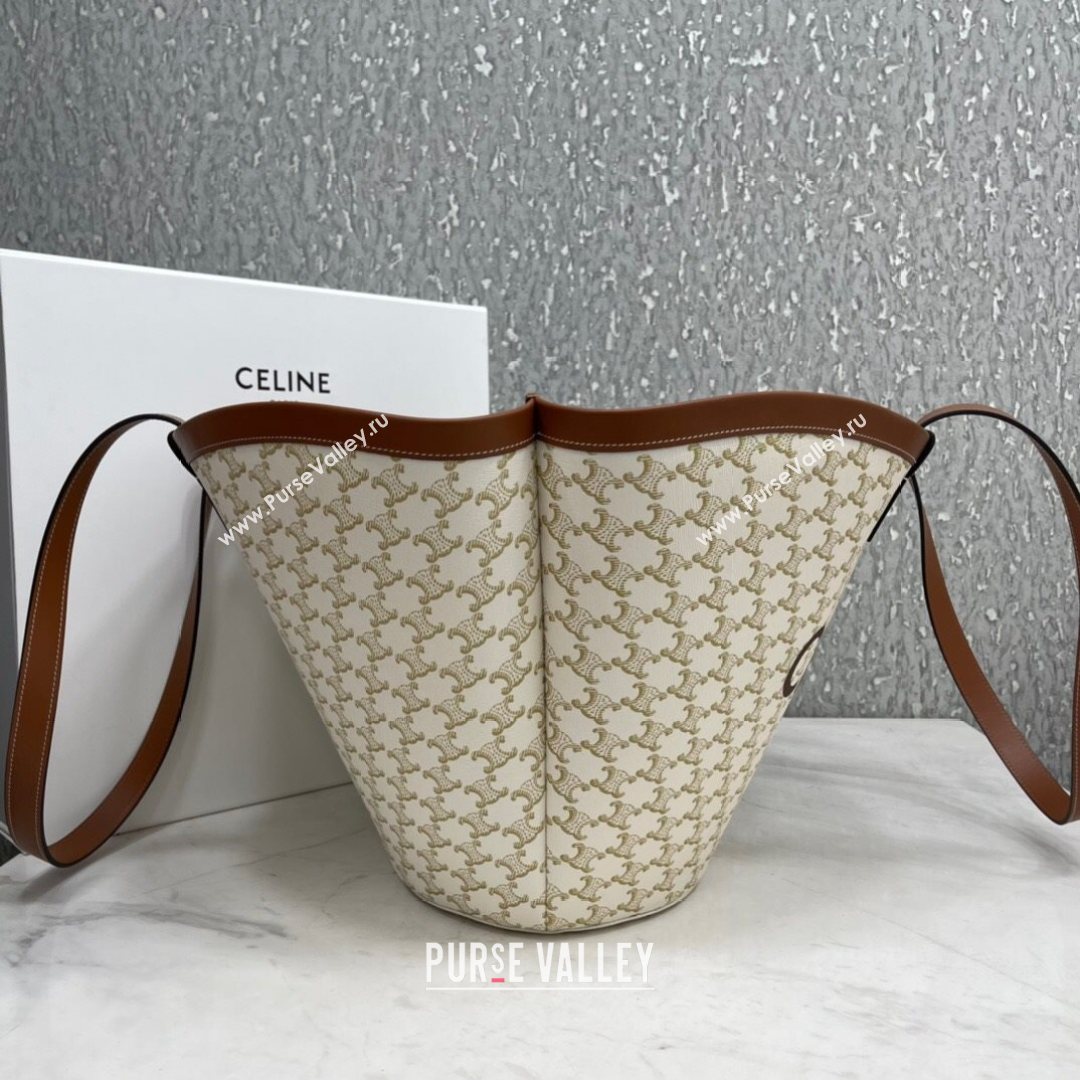 Celine Medium Couffin Shopping Bag in White Triomphe Canvas 2021 (BL-21072653)