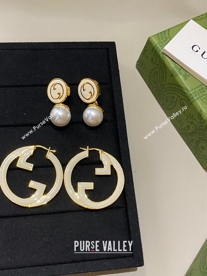 Gucci GG Pearl Earrings G62722 White 2024 (YF-24062722)