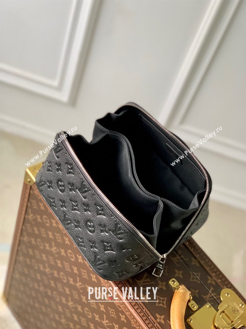 Louis Vuitton Toiletry Bag in Grained Monogram Leather M77150 Black 2024 (K-24081006)