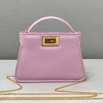 Fendi Leather Nano Pico Peekaboo Bag Charm Lilac Pink 2021 8385 (CL-21073104)