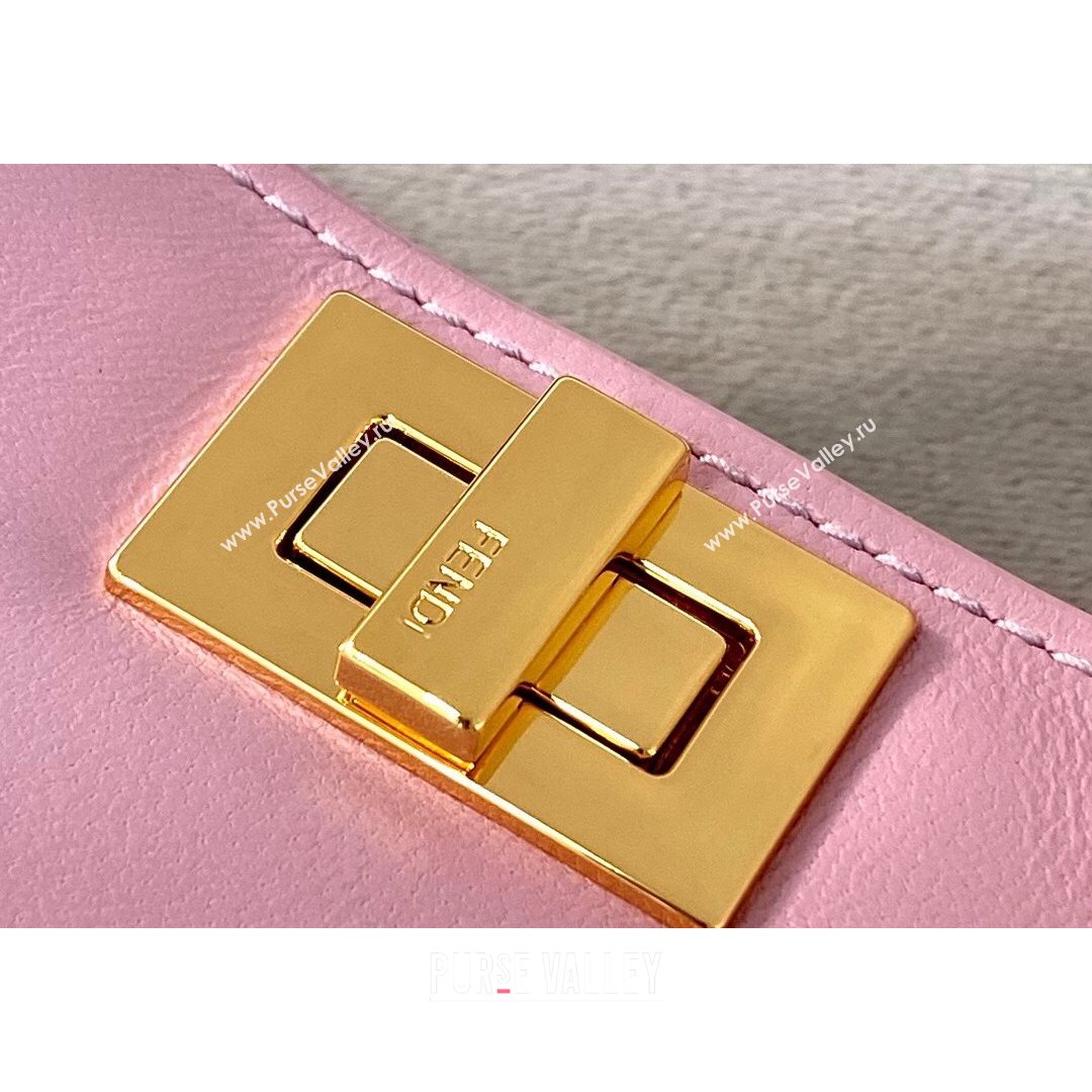 Fendi Leather Nano Pico Peekaboo Bag Charm Lilac Pink 2021 8385 (CL-21073104)