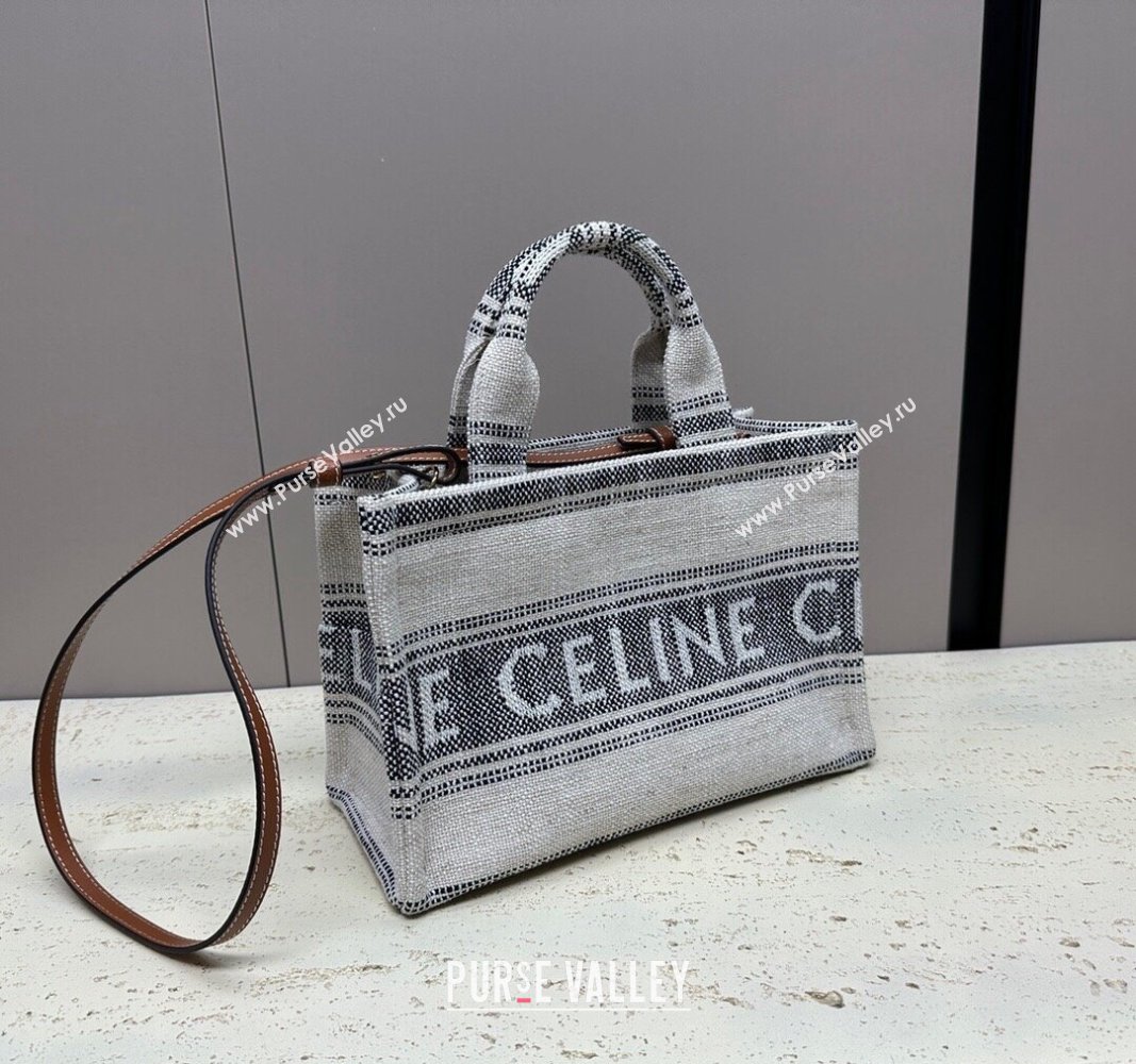 Celine Small Cabas Thais Tote Bag in Textile Dark Blue 199162 2024 (MQ-240312056)