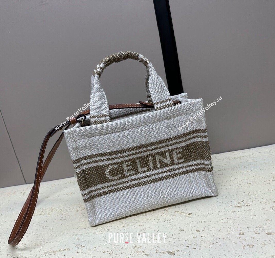 Celine Small Cabas Thais Tote Bag in Textile Khaki 199162 2024 (MQ-240312057)