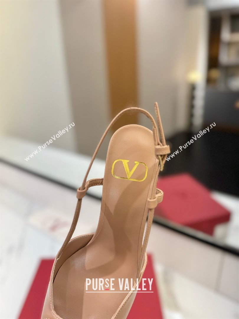 Valentino VLogo Signature Slingback Pumps 8cm in Calfskin with Strass Pale Pink 2025 VA082109 (MD-250821057)