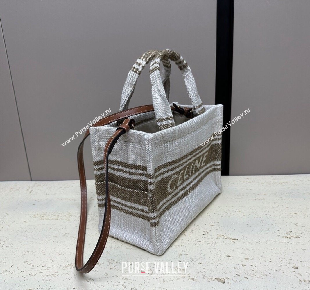 Celine Small Cabas Thais Tote Bag in Textile Khaki 199162 2024 (MQ-240312057)