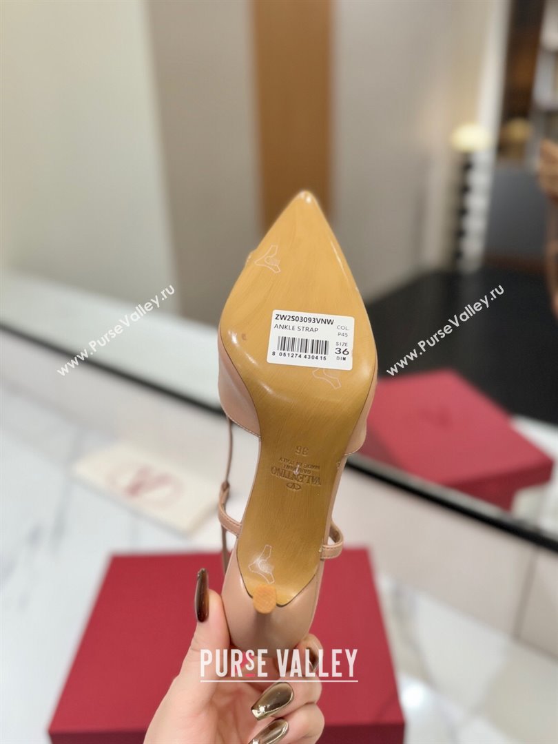 Valentino VLogo Signature Slingback Pumps 8cm in Calfskin with Strass Pale Pink 2025 VA082109 (MD-250821057)