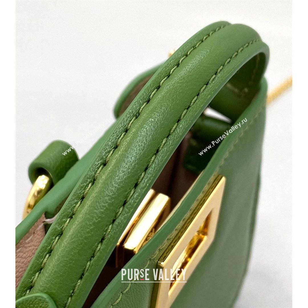 Fendi Leather Nano Pico Peekaboo Bag Charm Green 2021 8385 (CL-21073106)