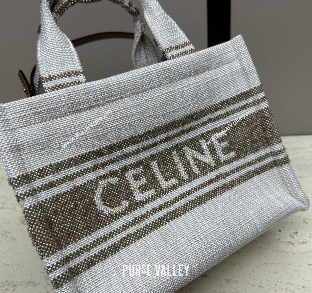 Celine Small Cabas Thais Tote Bag in Textile Khaki 199162 2024 (MQ-240312057)