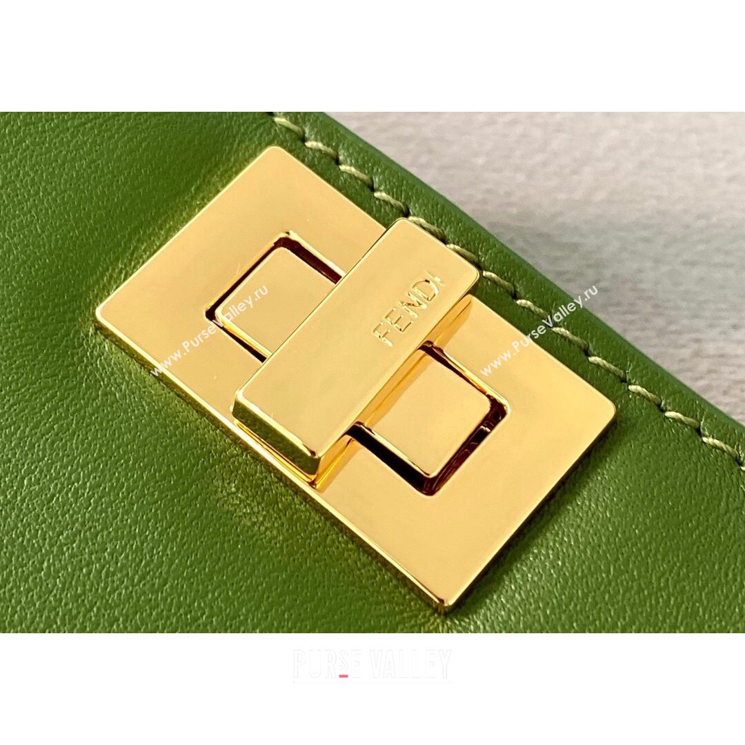 Fendi Leather Nano Pico Peekaboo Bag Charm Green 2021 8385 (CL-21073106)