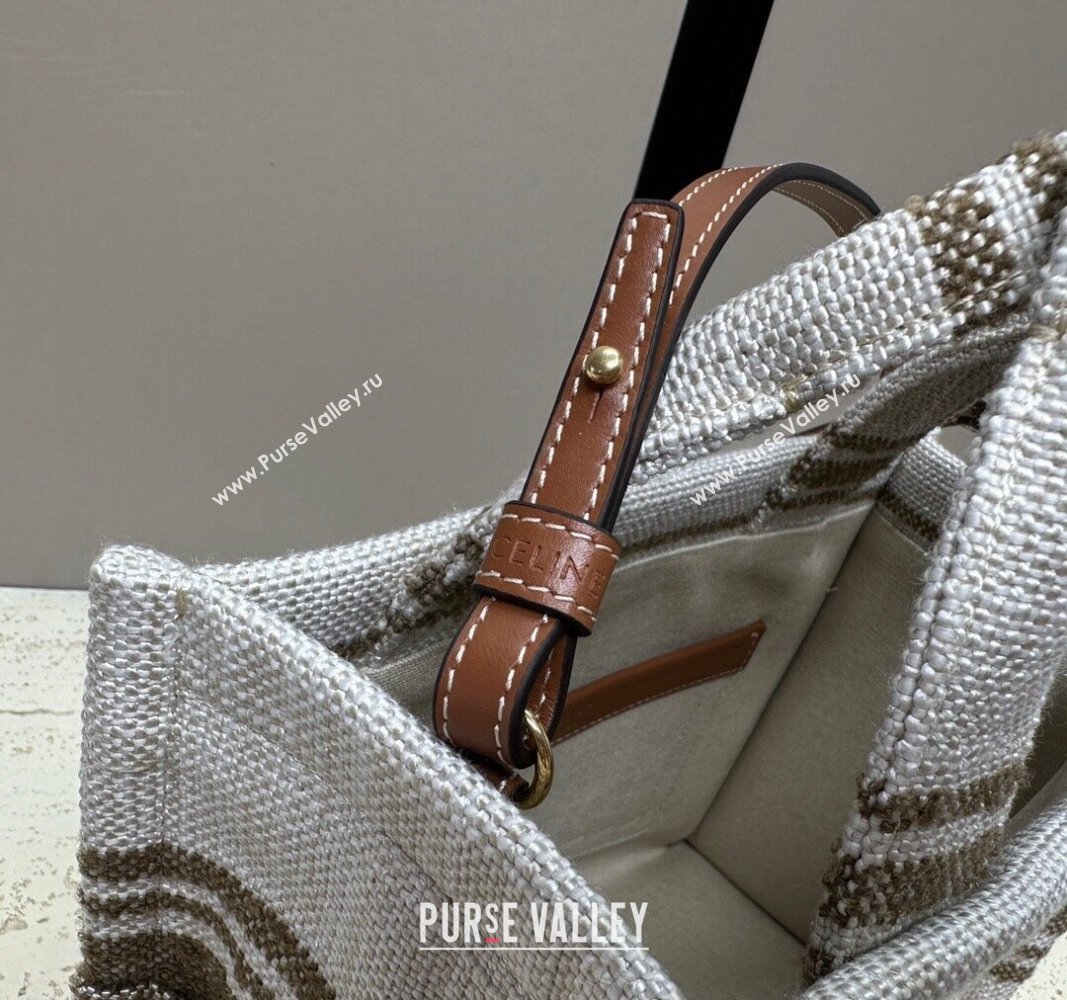 Celine Small Cabas Thais Tote Bag in Textile Khaki 199162 2024 (MQ-240312057)