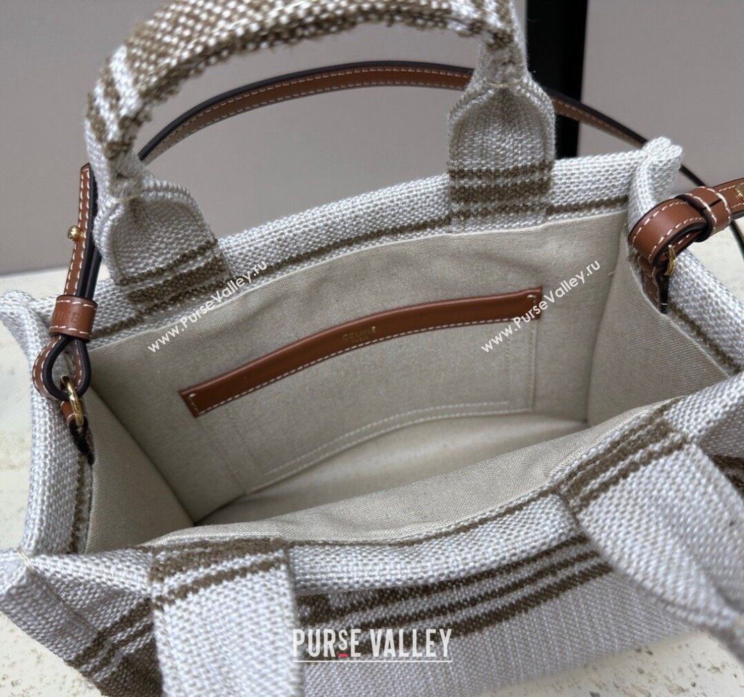 Celine Small Cabas Thais Tote Bag in Textile Khaki 199162 2024 (MQ-240312057)