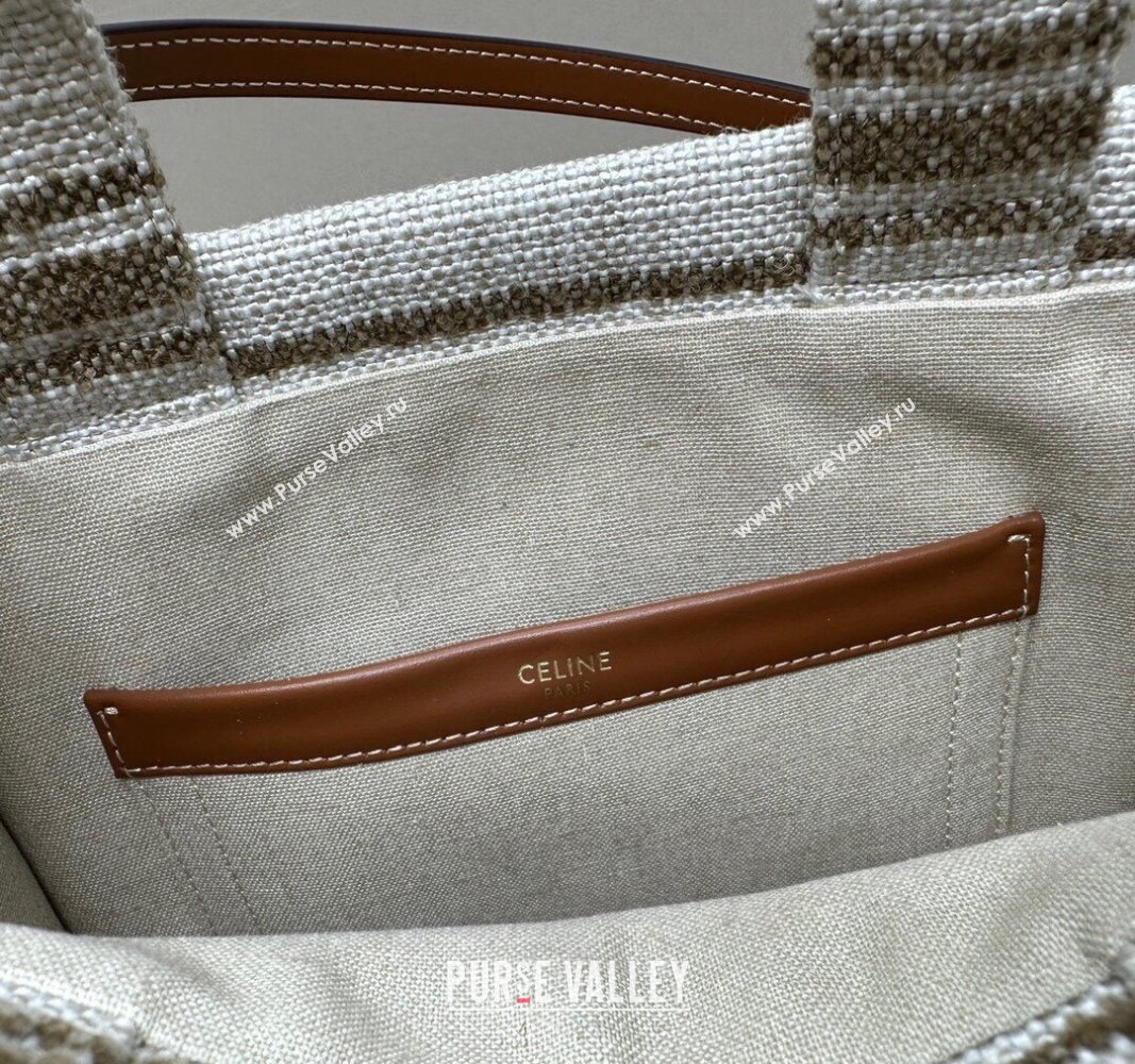 Celine Small Cabas Thais Tote Bag in Textile Khaki 199162 2024 (MQ-240312057)