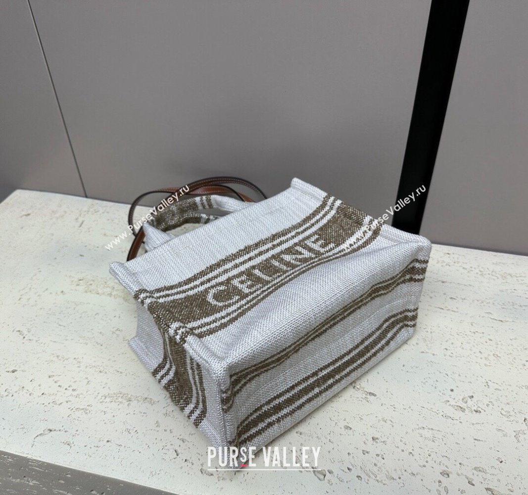 Celine Small Cabas Thais Tote Bag in Textile Khaki 199162 2024 (MQ-240312057)
