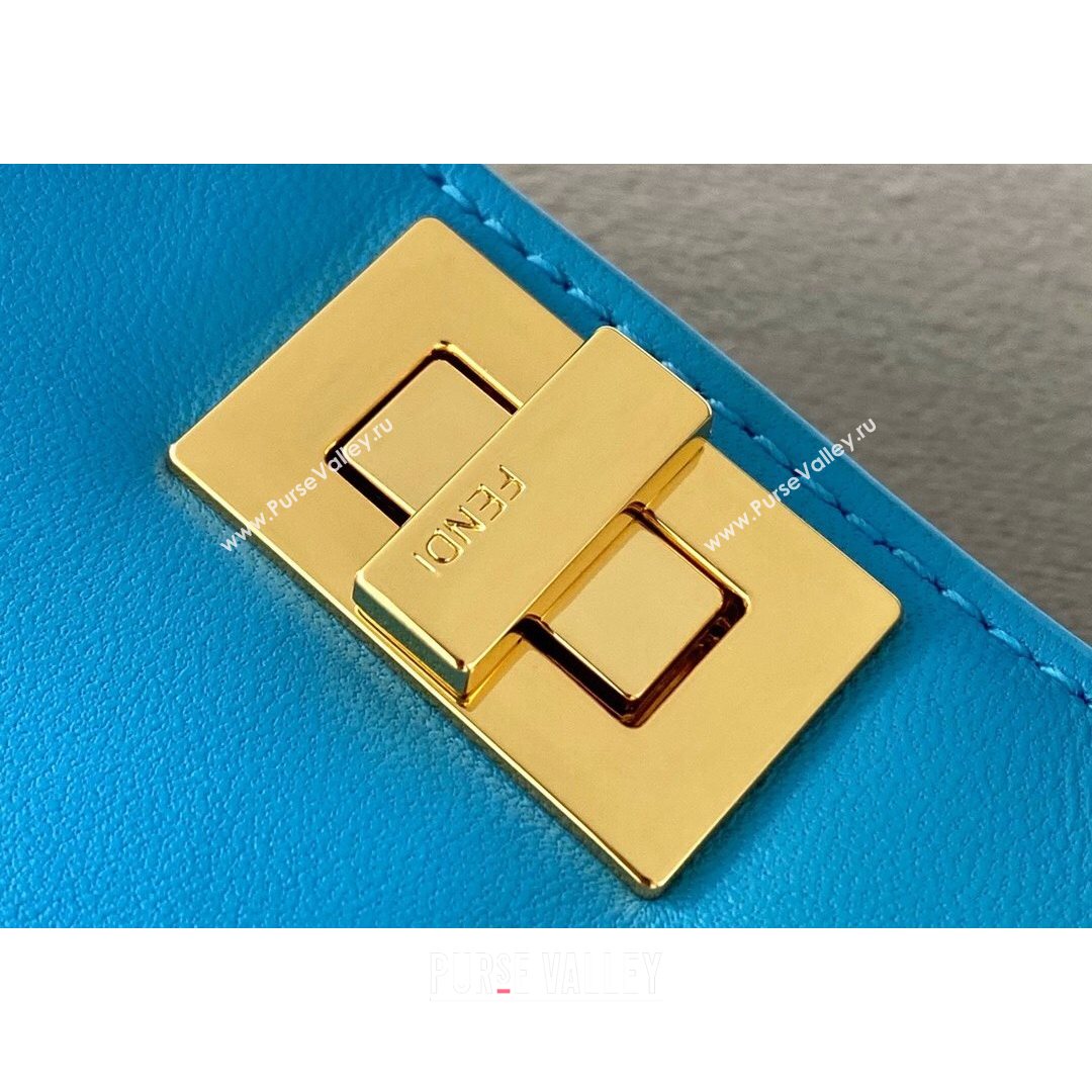 Fendi Leather Nano Pico Peekaboo Bag Charm Light Blue 2021 8385 (CL-21073105)