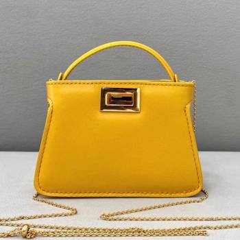 Fendi Leather Nano Pico Peekaboo Bag Charm Yellow 2021 8385 (CL-21073107)