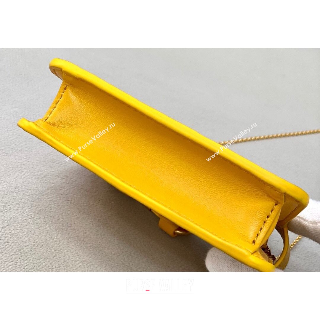 Fendi Leather Nano Pico Peekaboo Bag Charm Yellow 2021 8385 (CL-21073107)