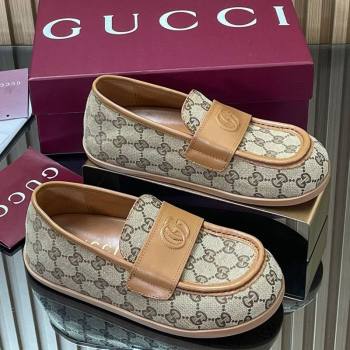 Gucci GG Canvas Flat Loafers Beige 2025 GG082804 (MD-250828044)