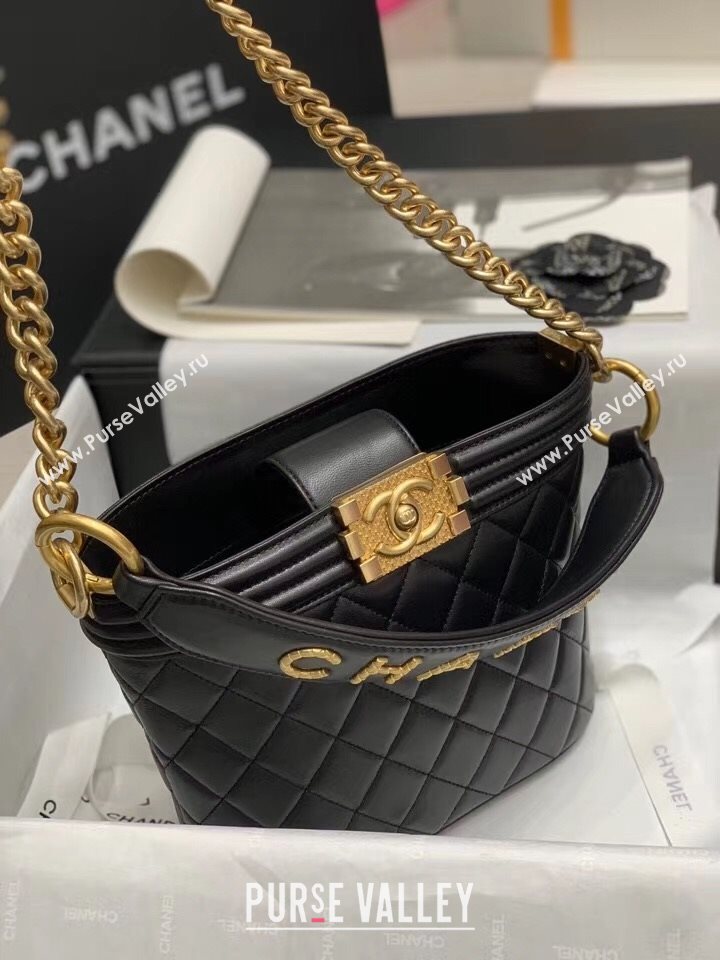 Chanel Quilted Calfskin Small Bucket Bag AS2091 Black 2020 (JY-20112001)
