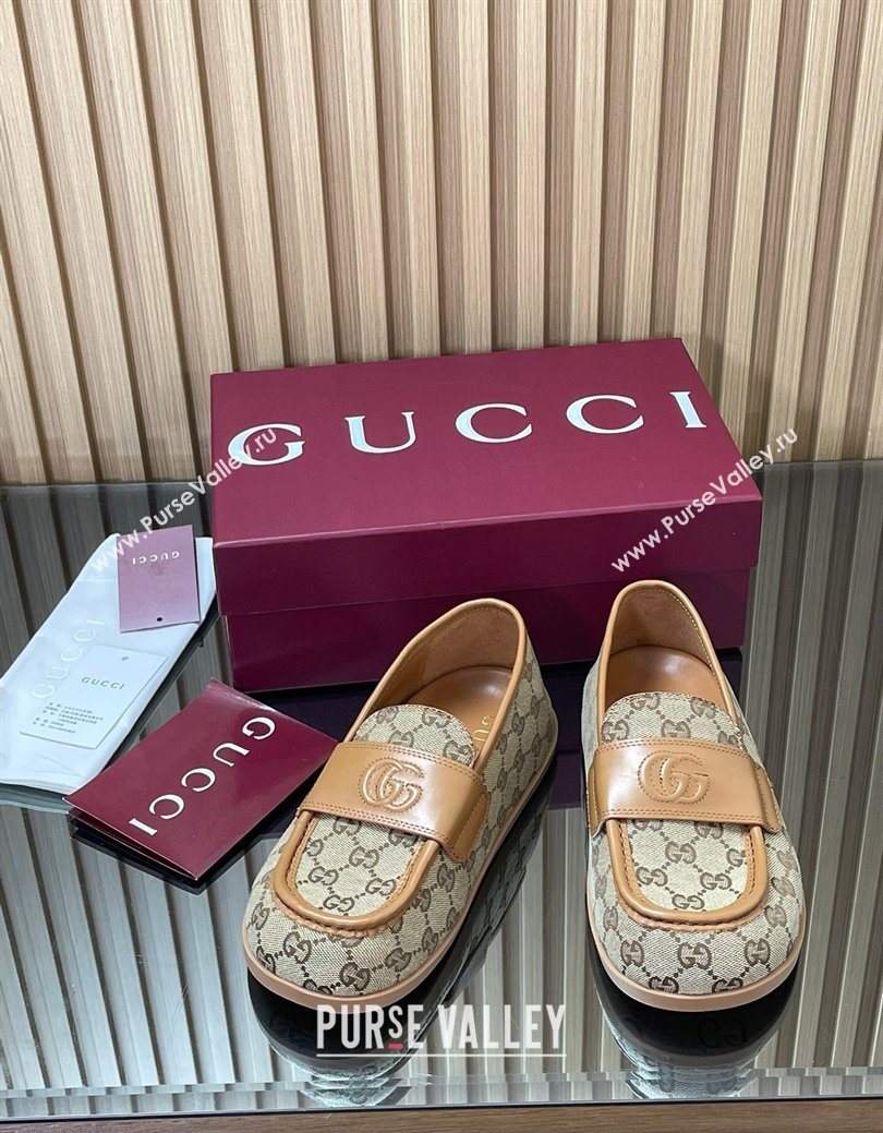 Gucci GG Canvas Flat Loafers Beige 2025 GG082804 (MD-250828044)